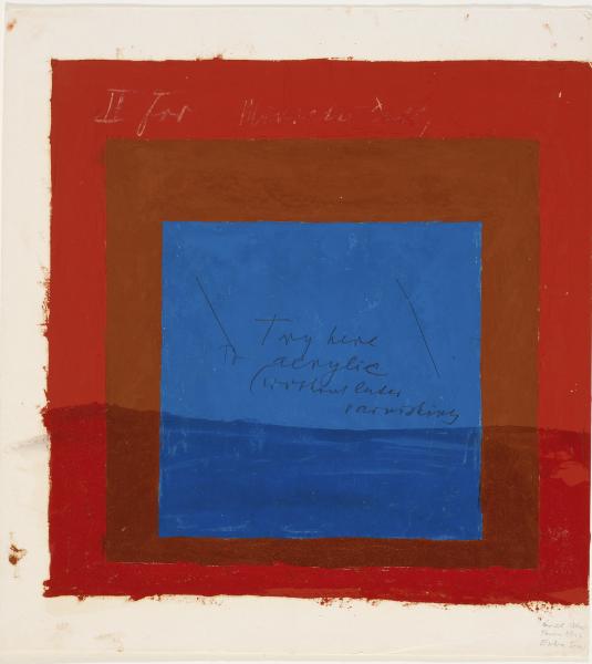 Josef Albers, Color study for a Homage to the Square, s.d., olio e matita su carta assorbente, 33.5 x 30.6 cm, The Josef and Anni Albers Foundation, 1976.2.75, © 2019 The Josef and Anni Albers Foundation/Artists Rights Society (ARS), New York/ProLitteris, Zurich, foto: Tim Nighswander/Imaging4Art
